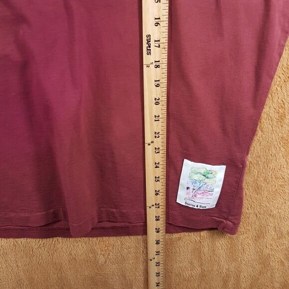 SCOTCH & SODA Shirt Mens Large Burgundy Pullover Vintage Wash Loose Fit Tee - Picture 8 of 9